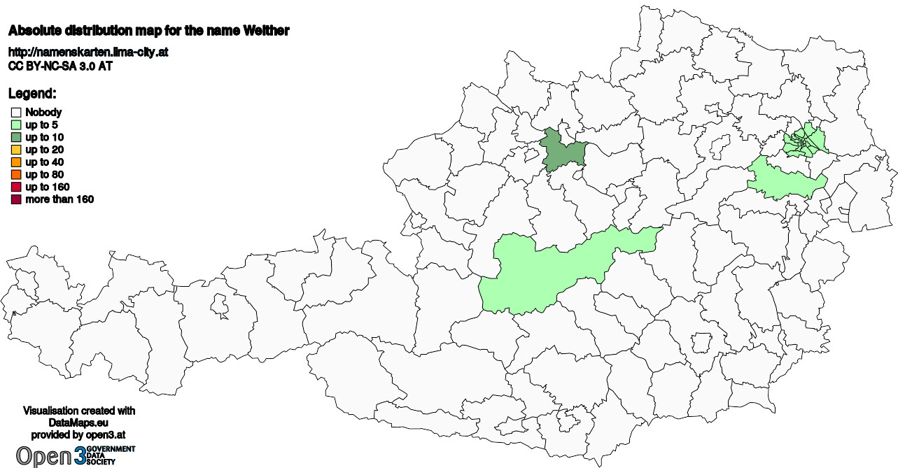 Absolute Distribution maps for surname Welther