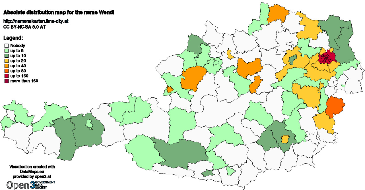 Absolute Distribution maps for surname Wendl