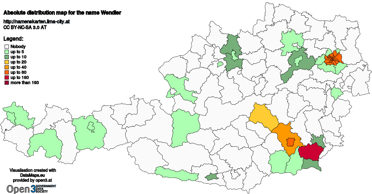 Absolute Distribution maps for surname Wendler