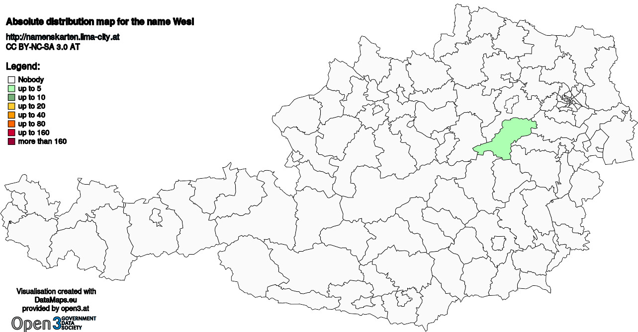 Absolute Distribution maps for surname Wesl