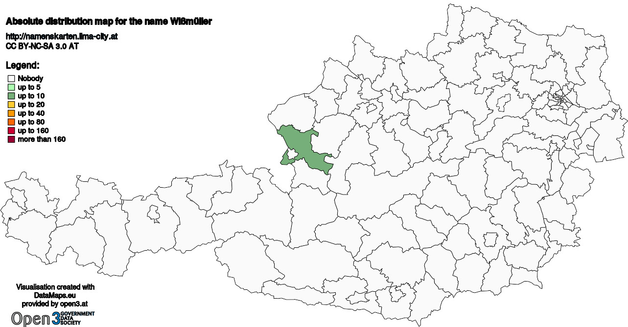 Absolute Distribution maps for surname Wißmüller