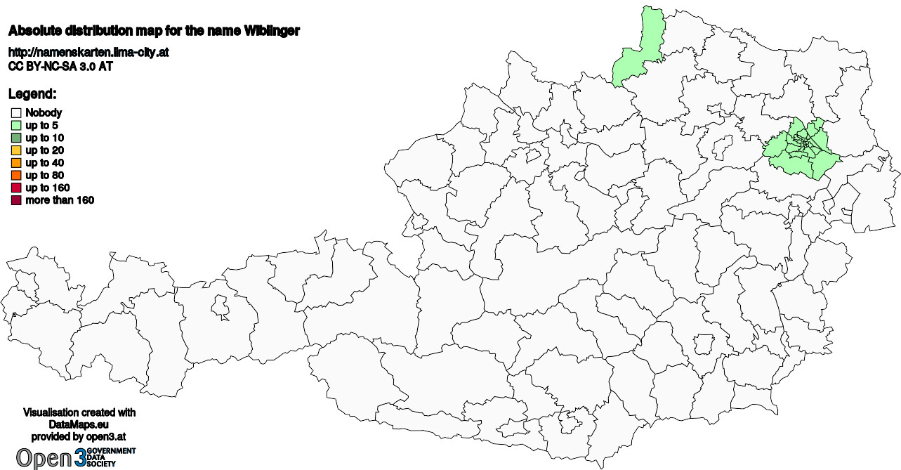 Absolute Distribution maps for surname Wiblinger