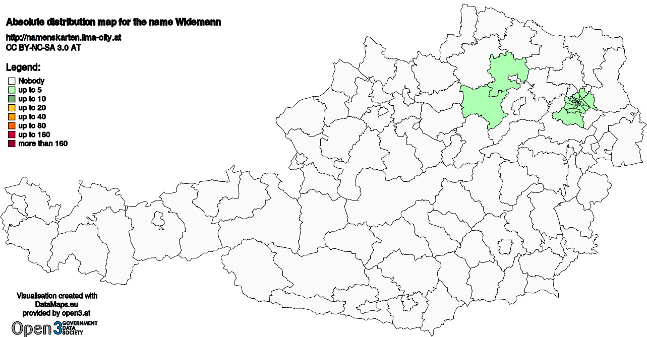 Absolute Distribution maps for surname Widemann