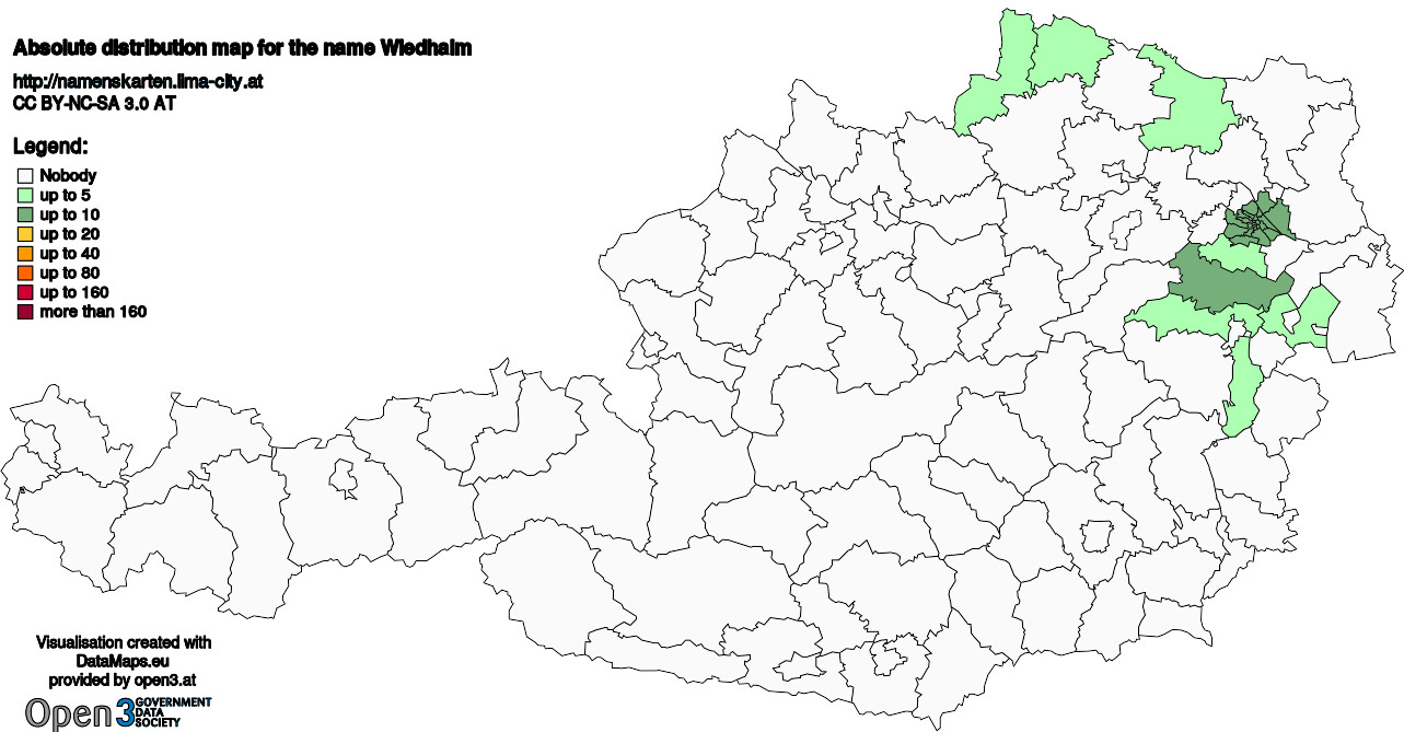 Absolute Distribution maps for surname Wiedhalm