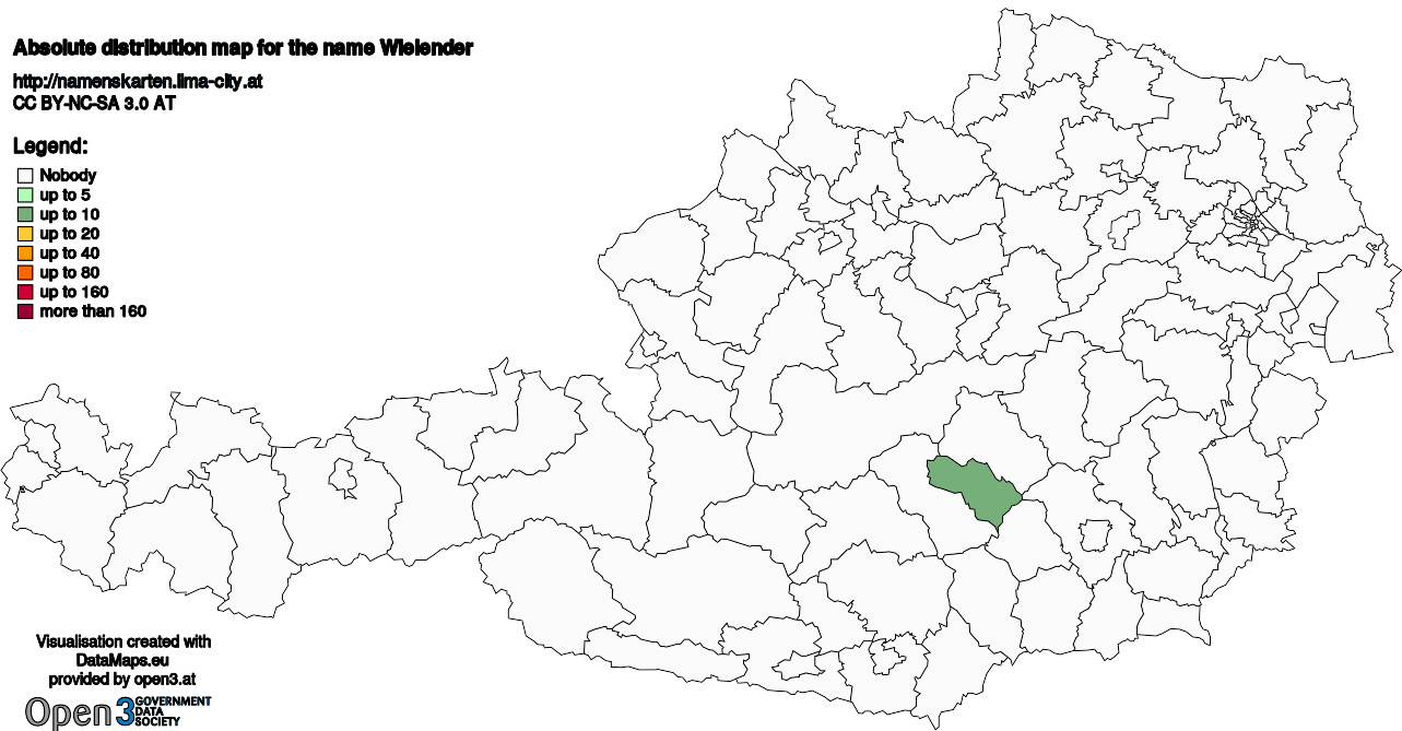 Absolute Distribution maps for surname Wielender