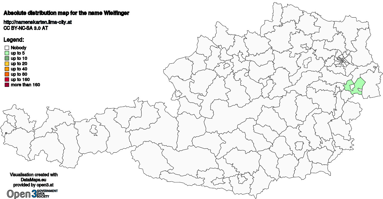 Absolute Distribution maps for surname Wielfinger