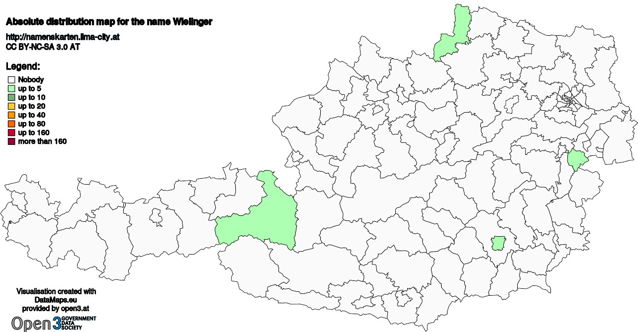 Absolute Distribution maps for surname Wielinger