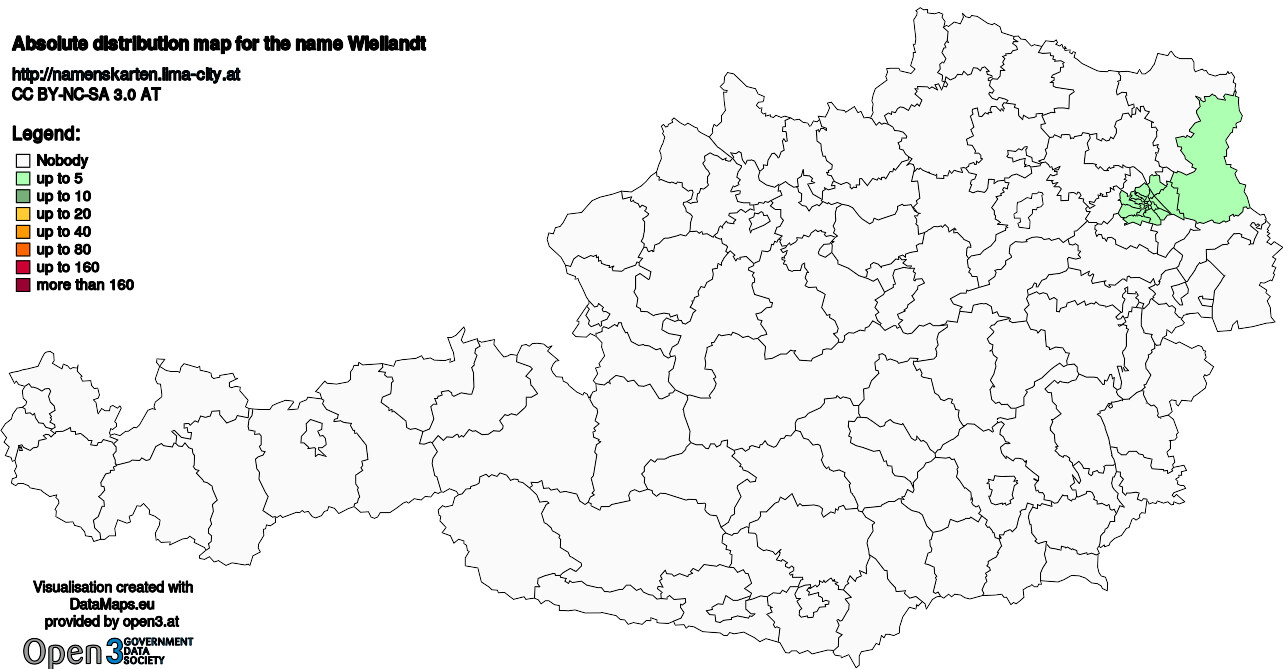 Absolute Distribution maps for surname Wiellandt