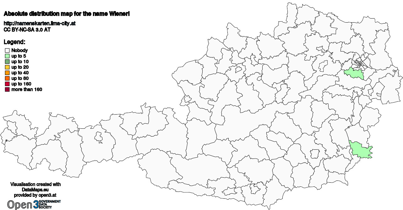 Absolute Distribution maps for surname Wienerl