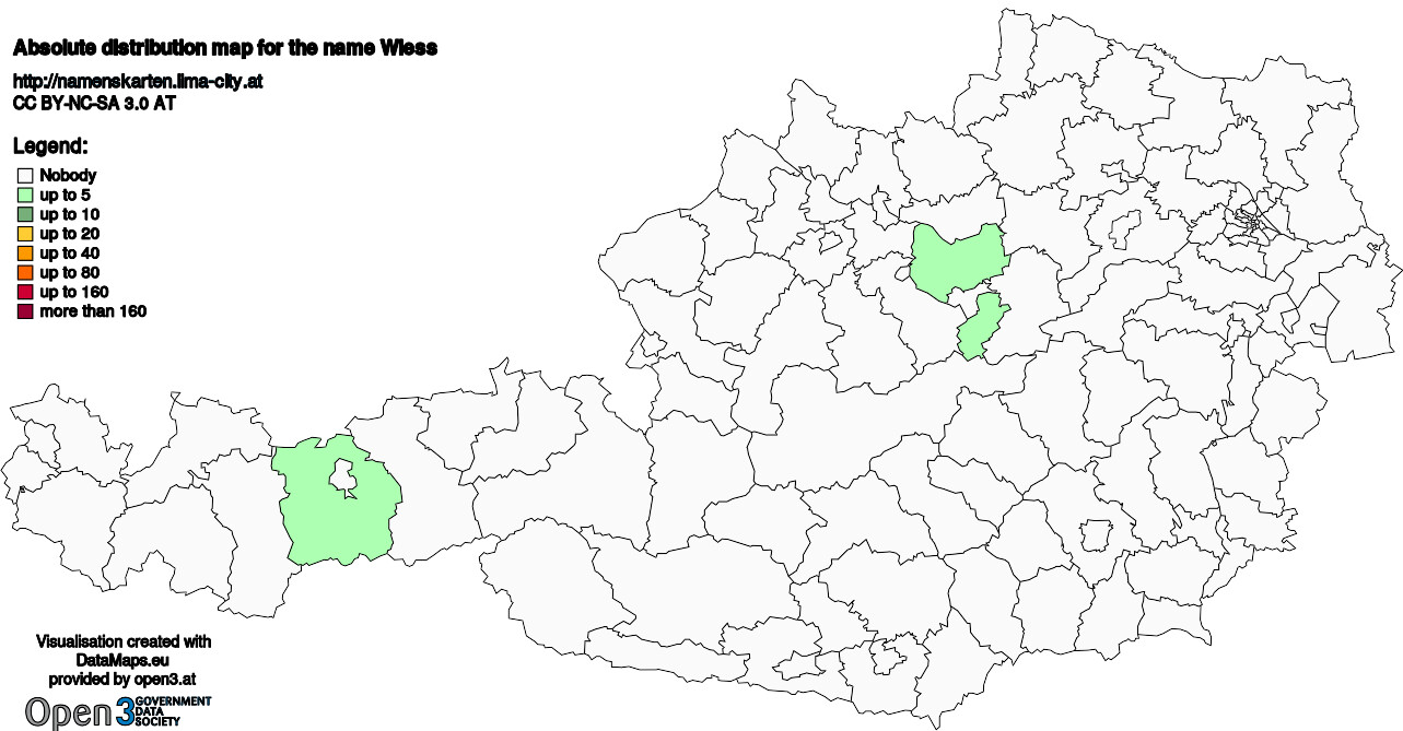 Absolute Distribution maps for surname Wiess