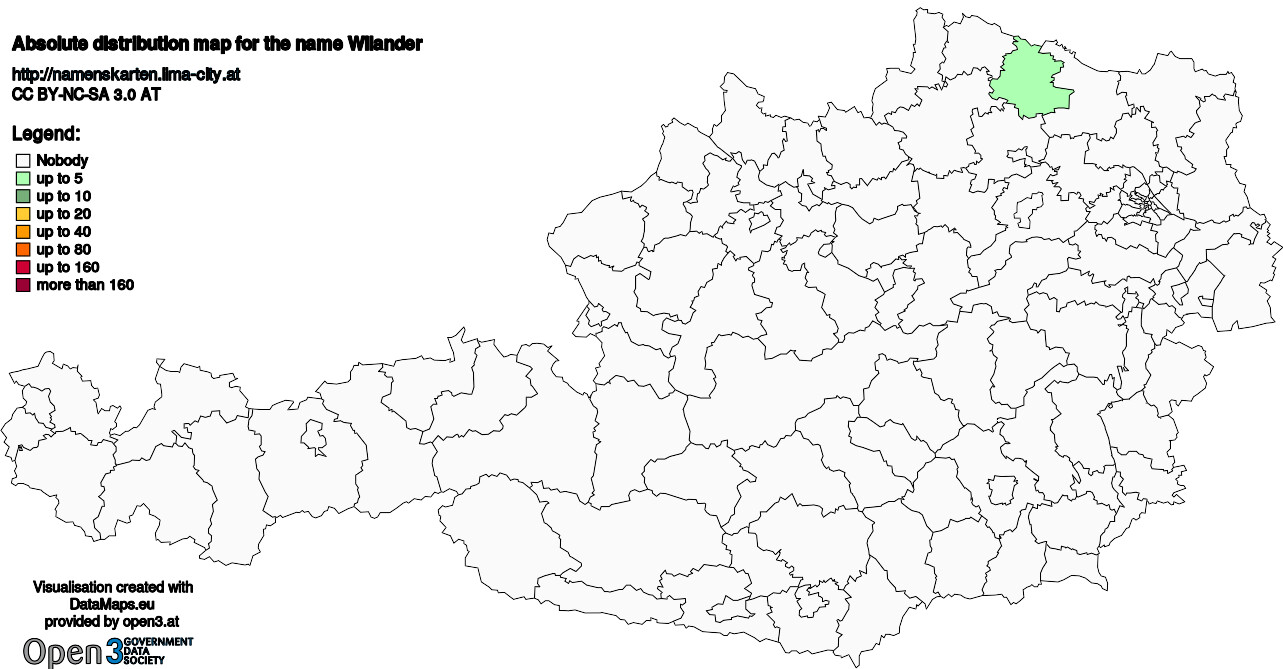 Absolute Distribution maps for surname Wilander