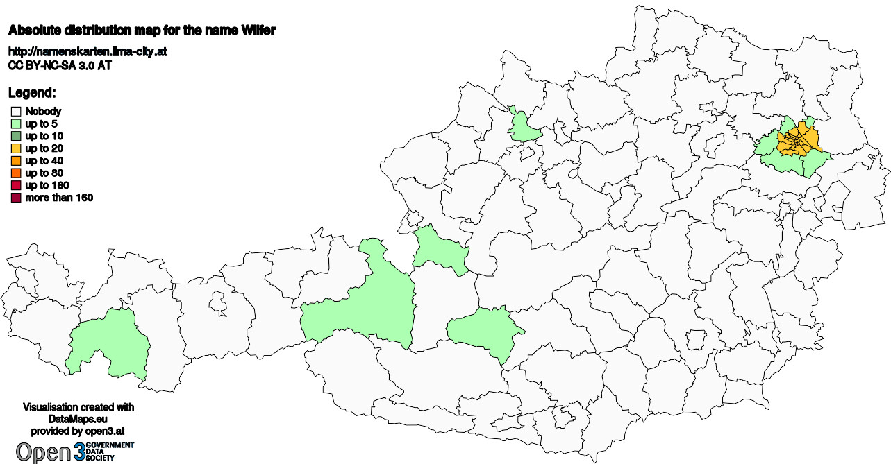 Absolute Distribution maps for surname Wilfer