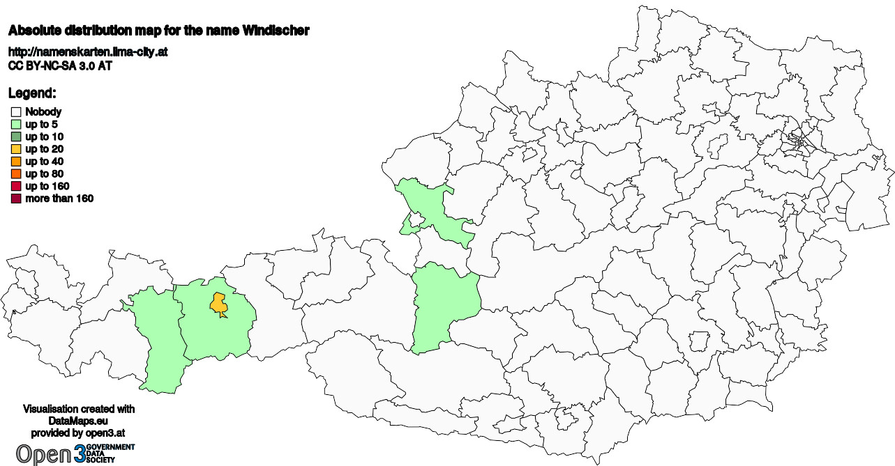 Absolute Distribution maps for surname Windischer