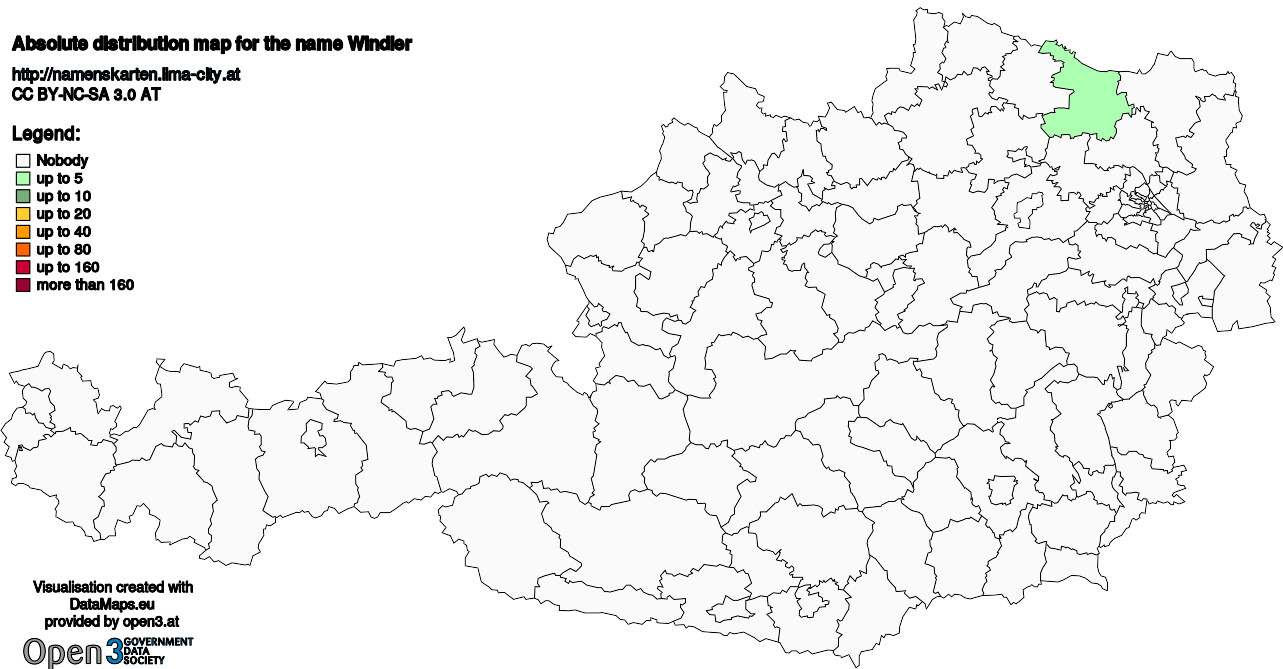 Absolute Distribution maps for surname Windler