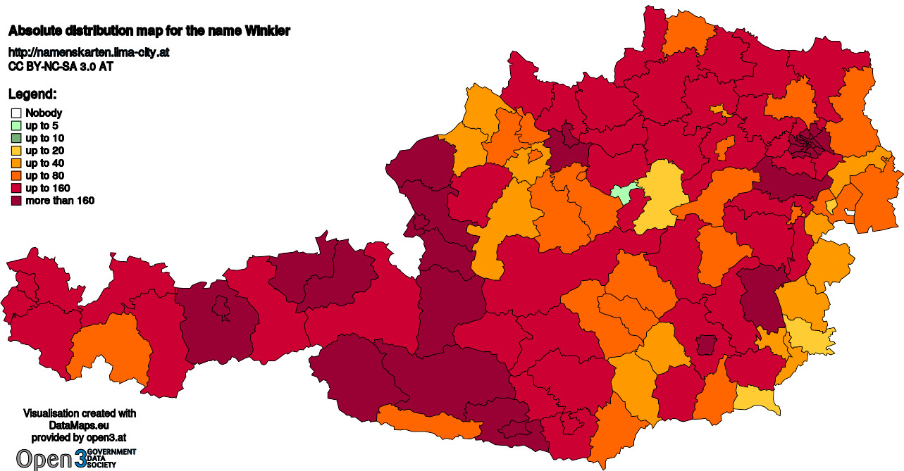 Absolute Distribution maps for surname Winkler