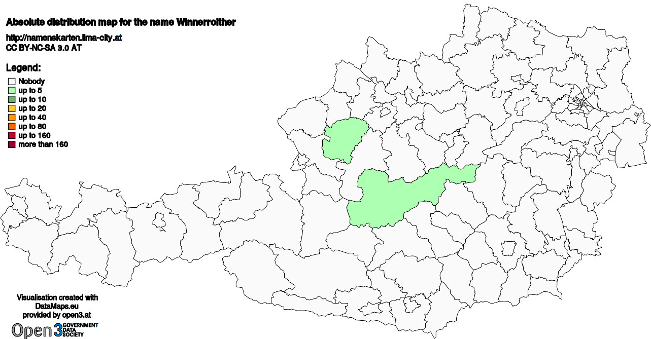 Absolute Distribution maps for surname Winnerroither