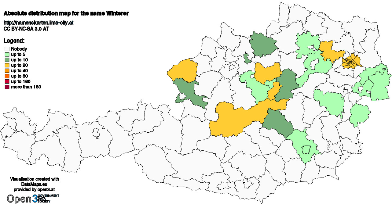 Absolute Distribution maps for surname Winterer