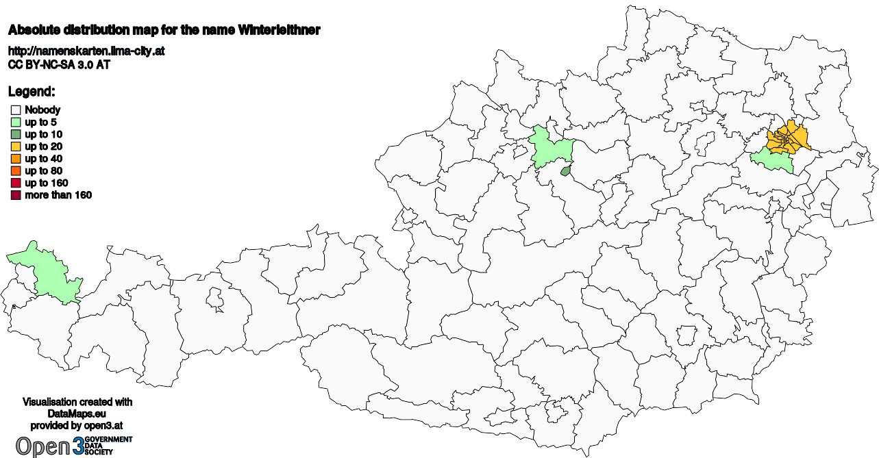 Absolute Distribution maps for surname Winterleithner