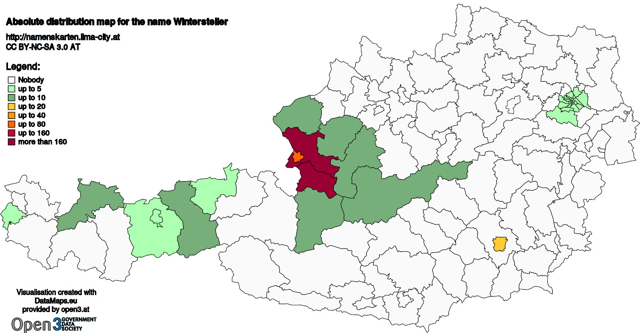 Absolute Distribution maps for surname Wintersteller