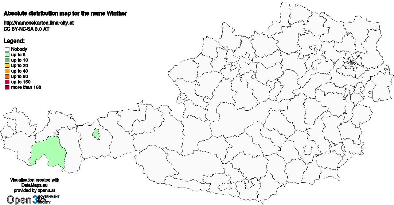 Absolute Distribution maps for surname Winther