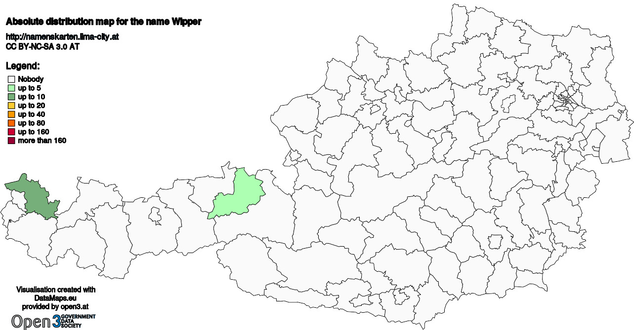 Absolute Distribution maps for surname Wipper