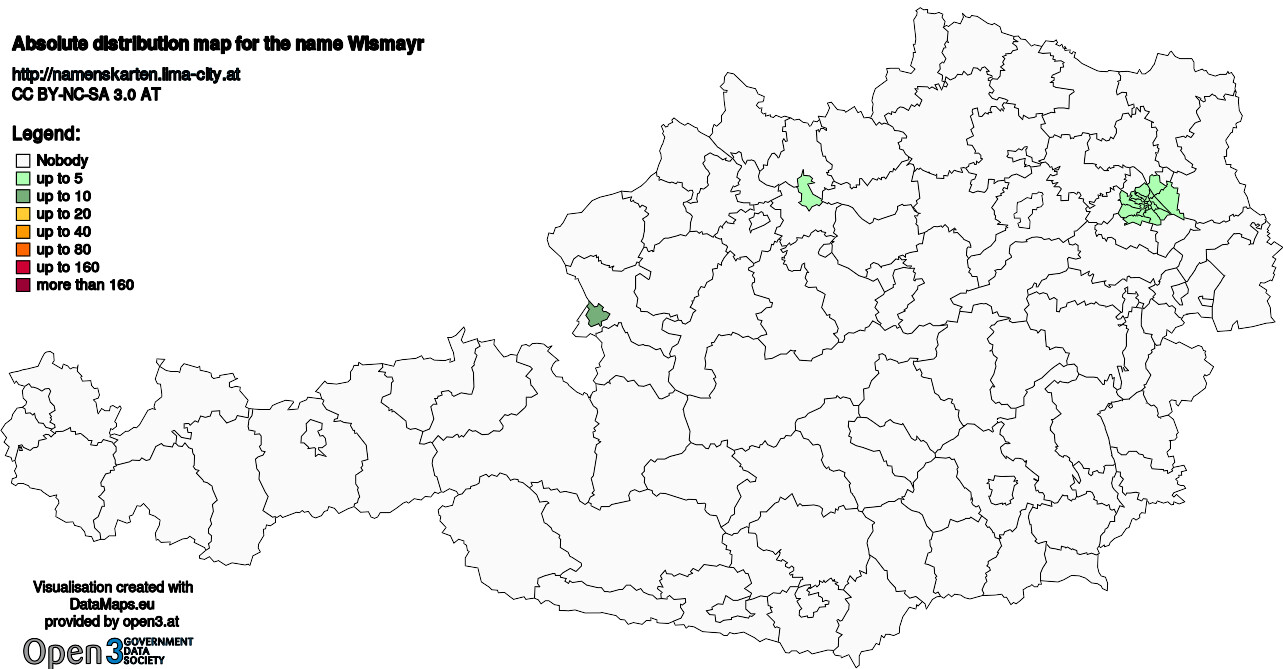 Absolute Distribution maps for surname Wismayr