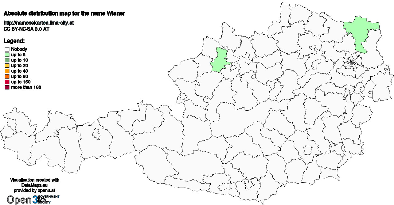 Absolute Distribution maps for surname Wisner