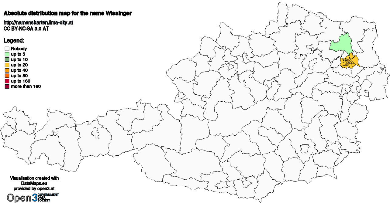 Absolute Distribution maps for surname Wissinger