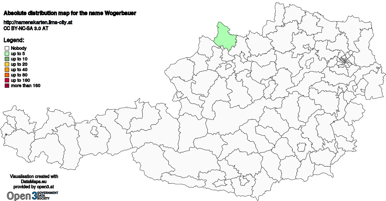 Absolute Distribution maps for surname Wogerbauer