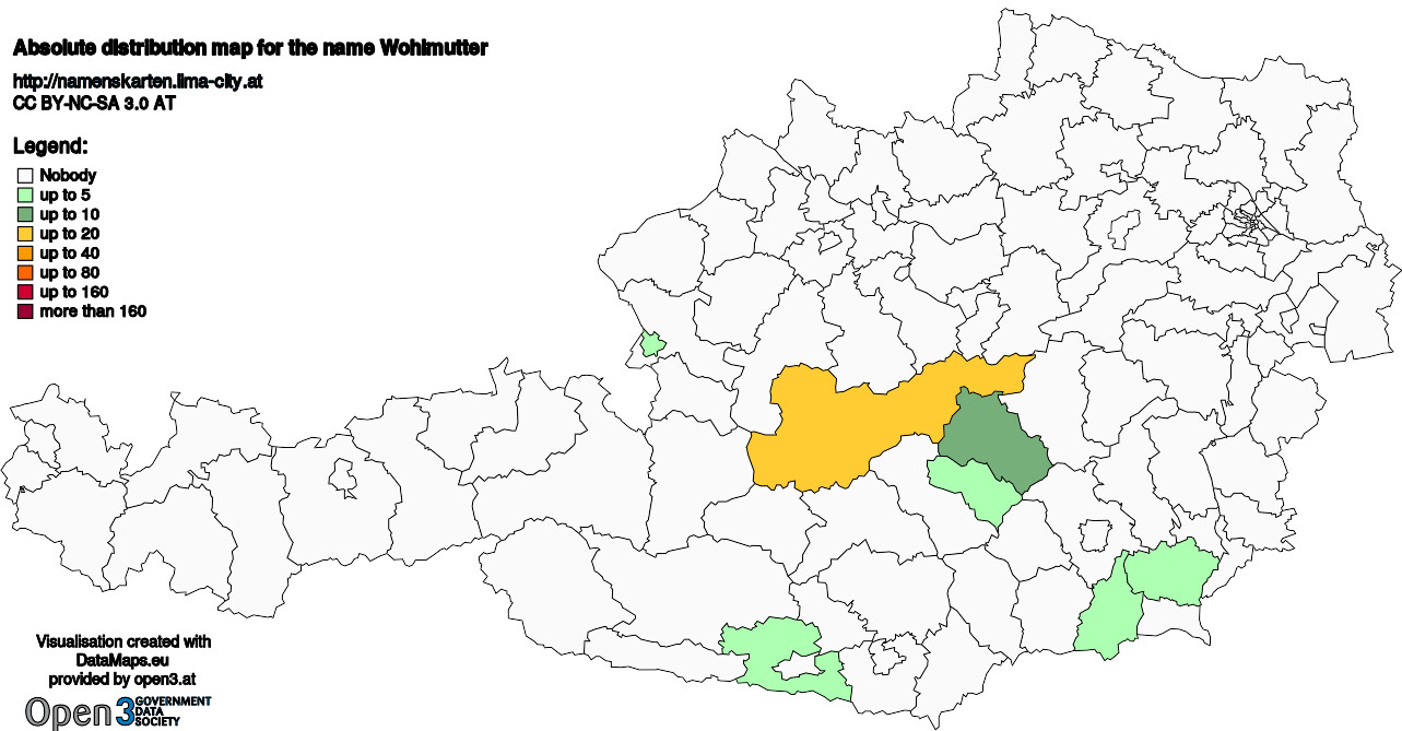 Absolute Distribution maps for surname Wohlmutter