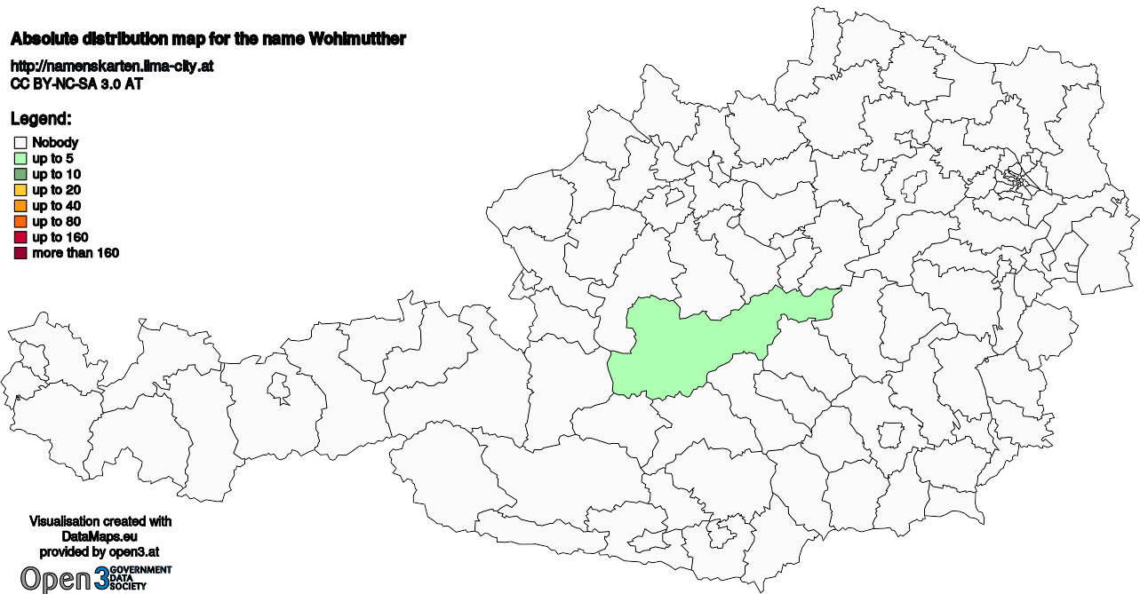 Absolute Distribution maps for surname Wohlmutther