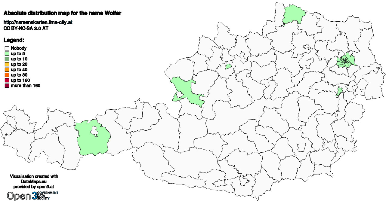 Absolute Distribution maps for surname Wolfer