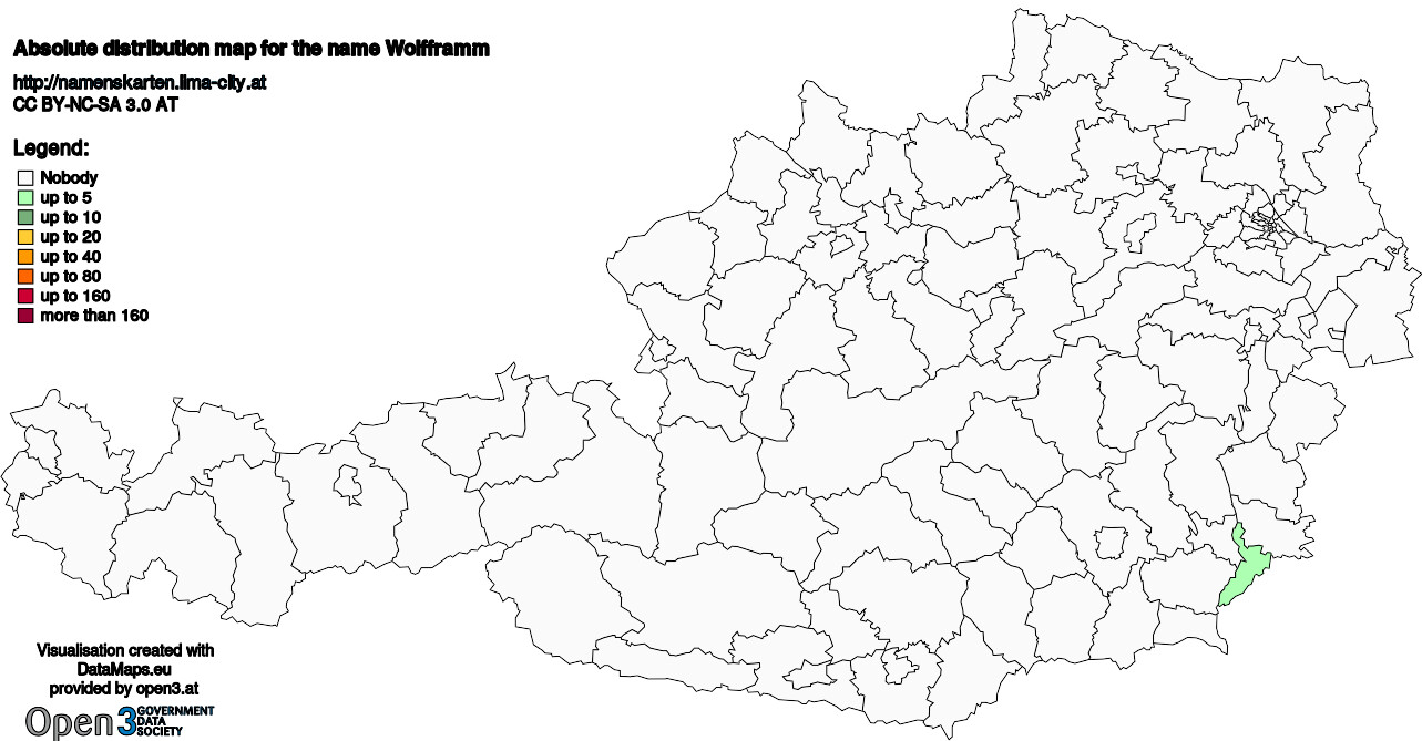 Absolute Distribution maps for surname Wolfframm