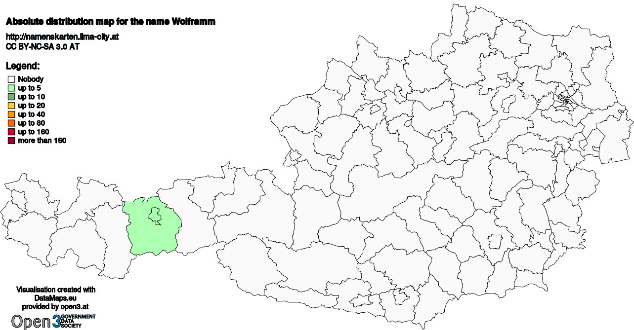 Absolute Distribution maps for surname Wolframm