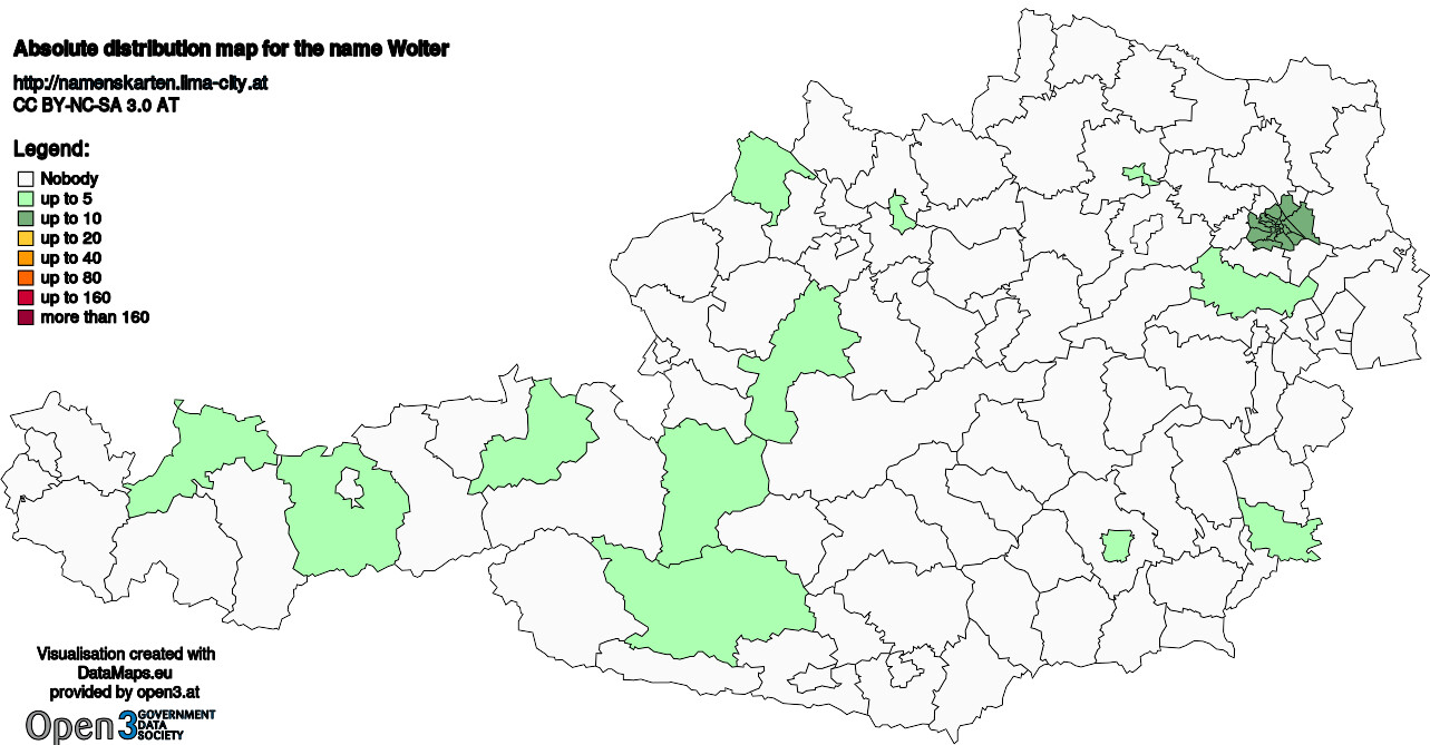 Absolute Distribution maps for surname Wolter