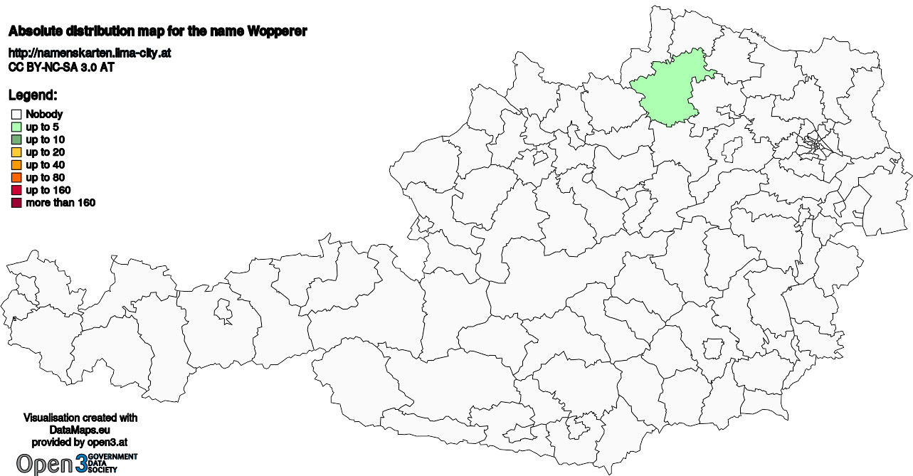 Absolute Distribution maps for surname Wopperer