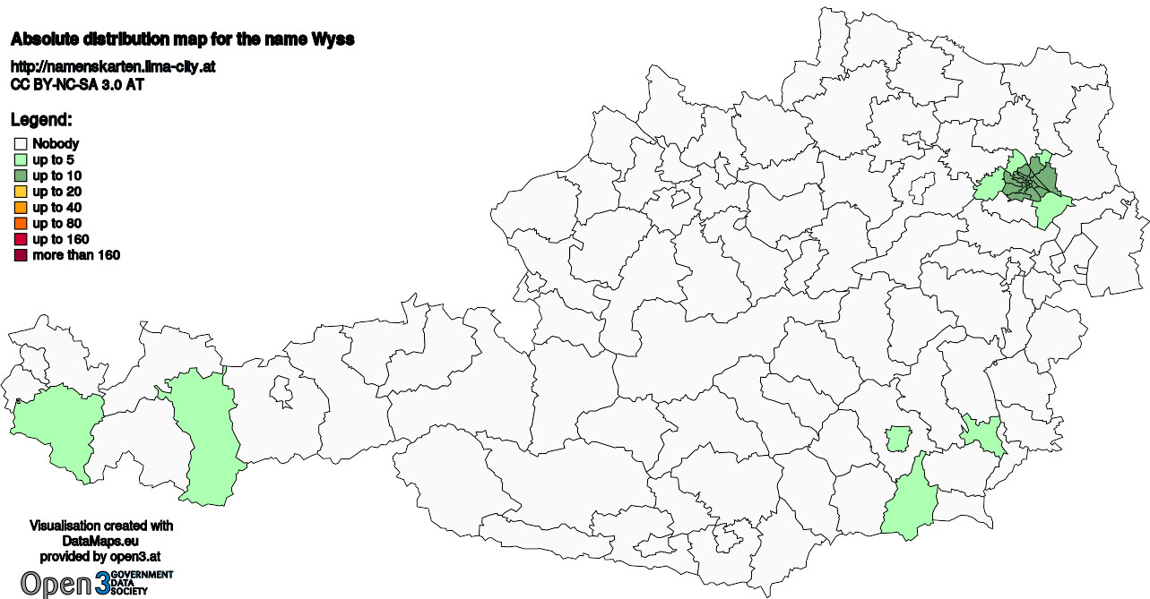 Absolute Distribution maps for surname Wyss