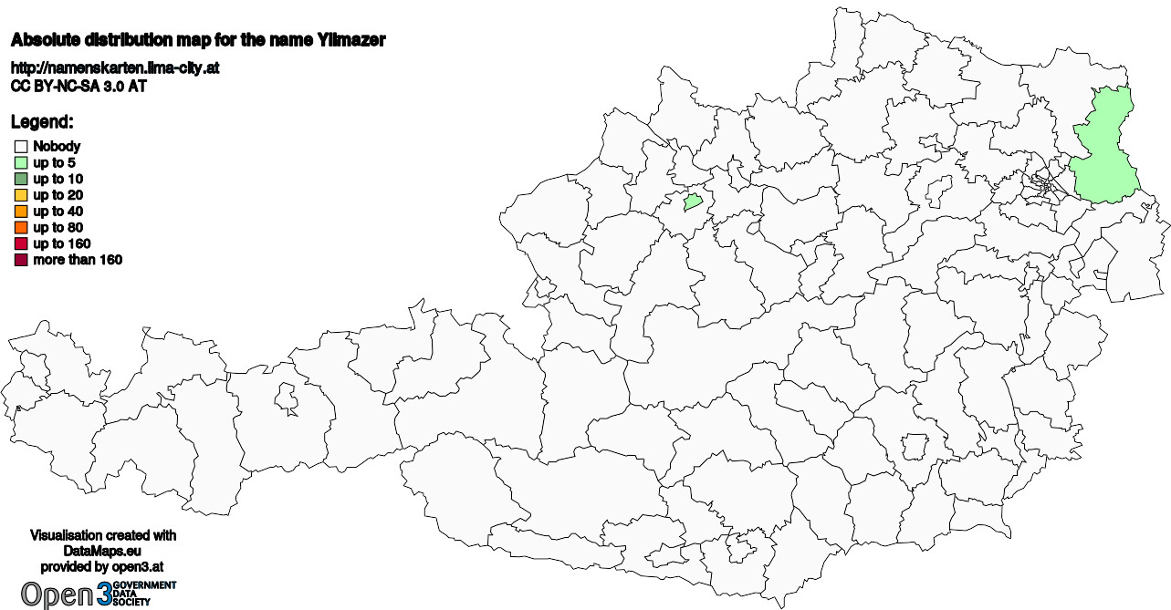 Absolute Distribution maps for surname Yilmazer