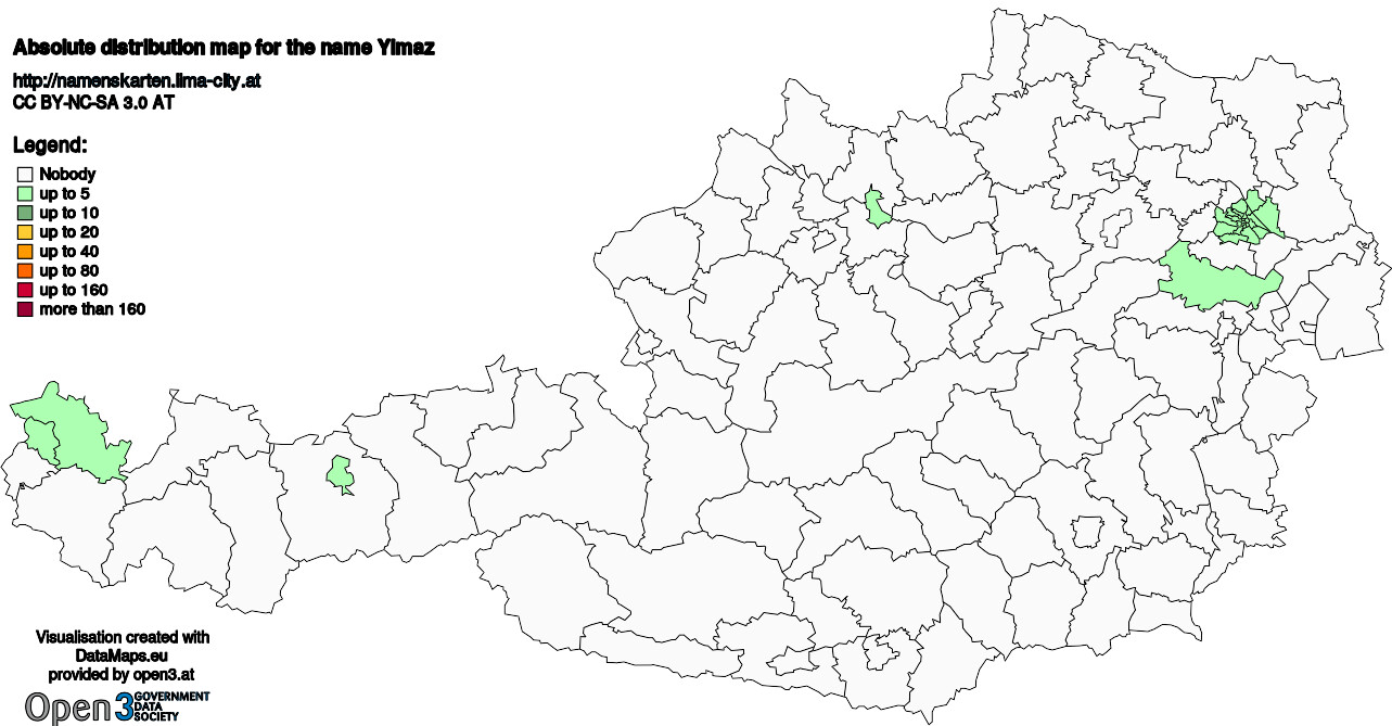 Absolute Distribution maps for surname Ylmaz