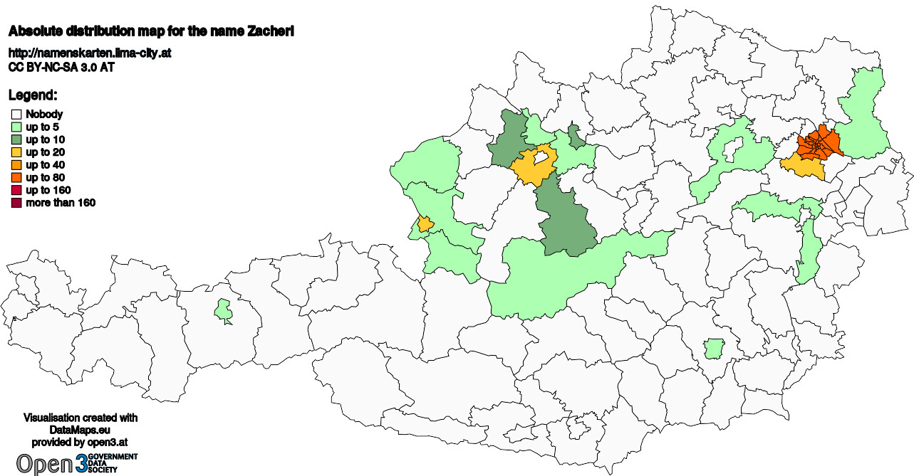 Absolute Distribution maps for surname Zacherl