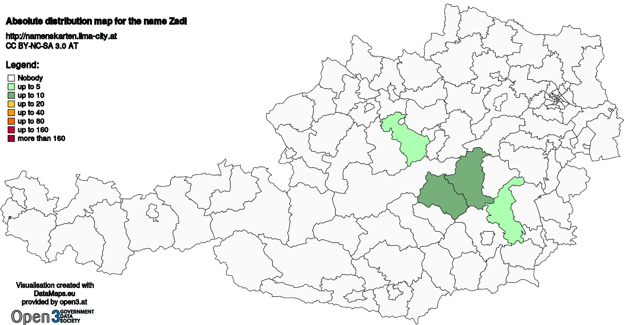 Absolute Distribution maps for surname Zadl