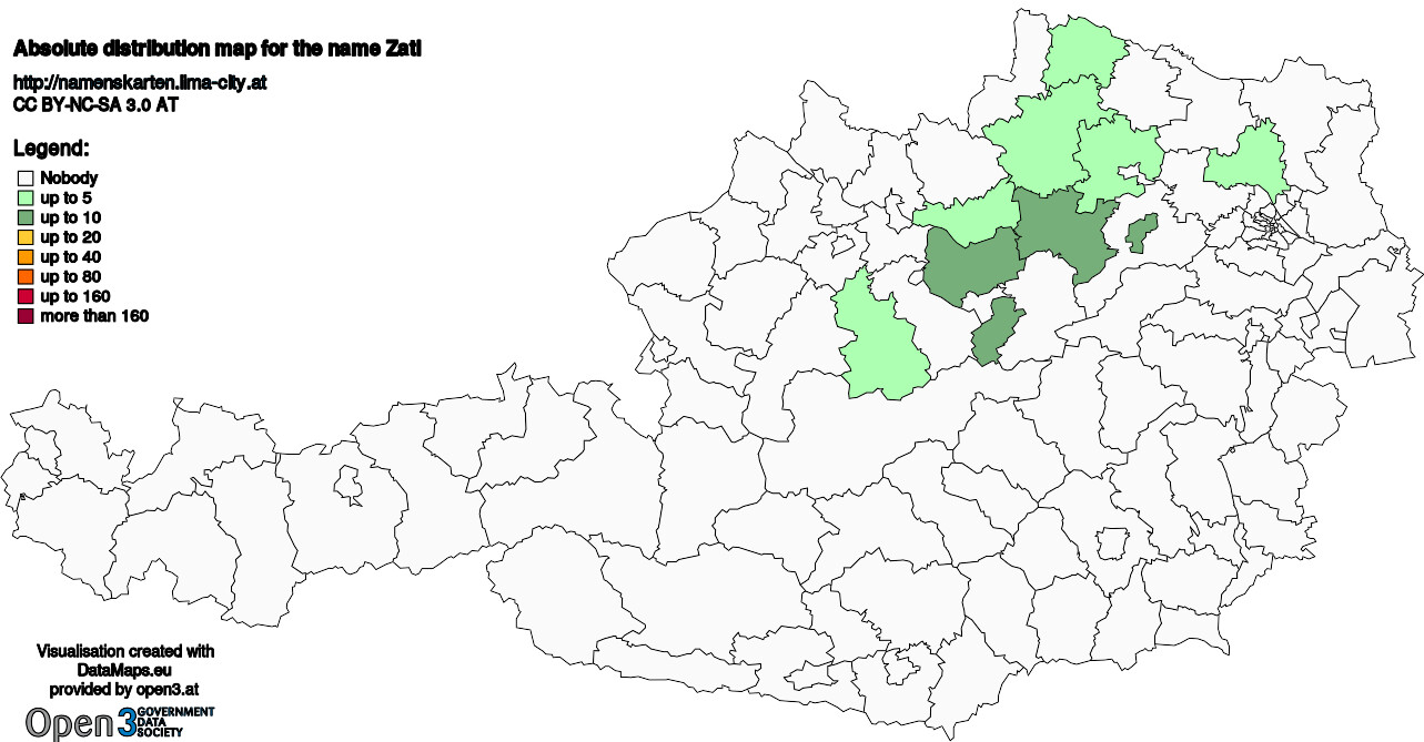 Absolute Distribution maps for surname Zatl