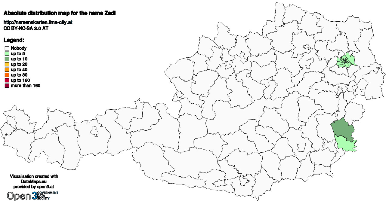 Absolute Distribution maps for surname Zedl