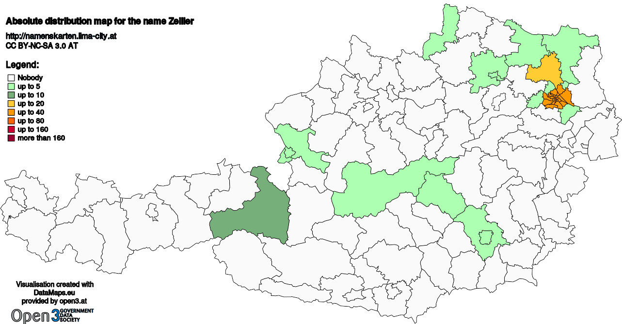 Absolute Distribution maps for surname Zeiller