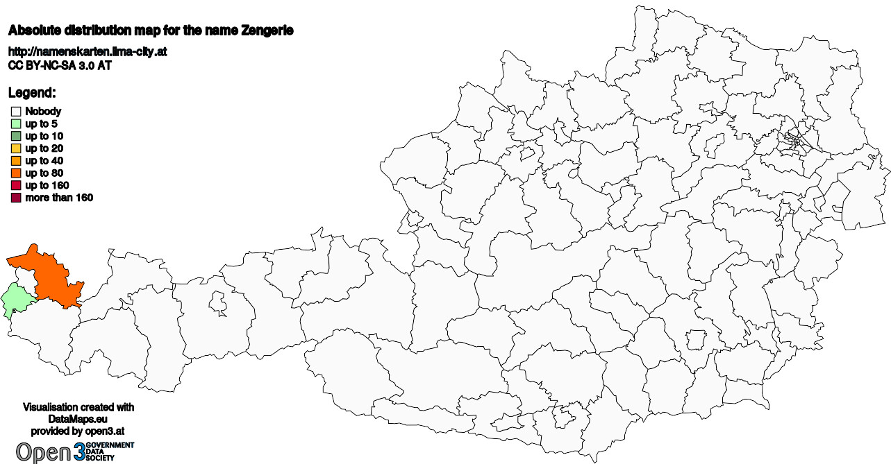 Absolute Distribution maps for surname Zengerle