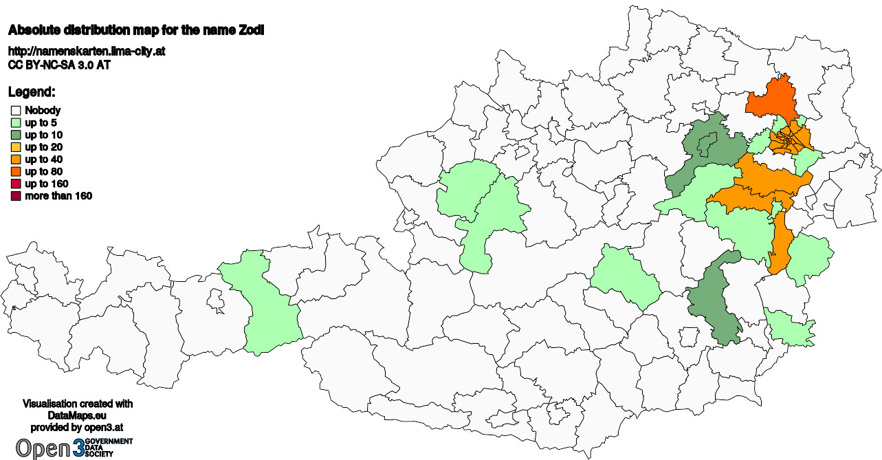 Absolute Distribution maps for surname Zodl