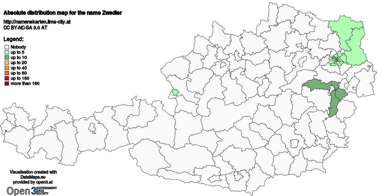 Absolute Distribution maps for surname Zwedler