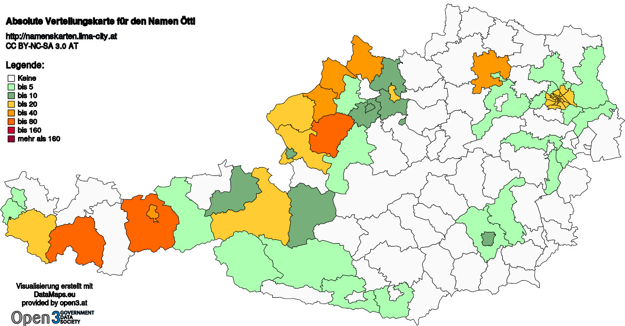 Absolute Verteilungskarten Nachnamen Öttl