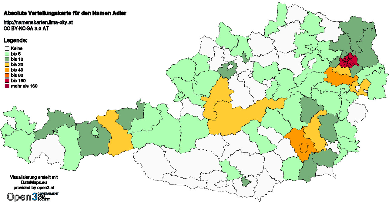 Absolute Verteilungskarten Nachnamen Adler