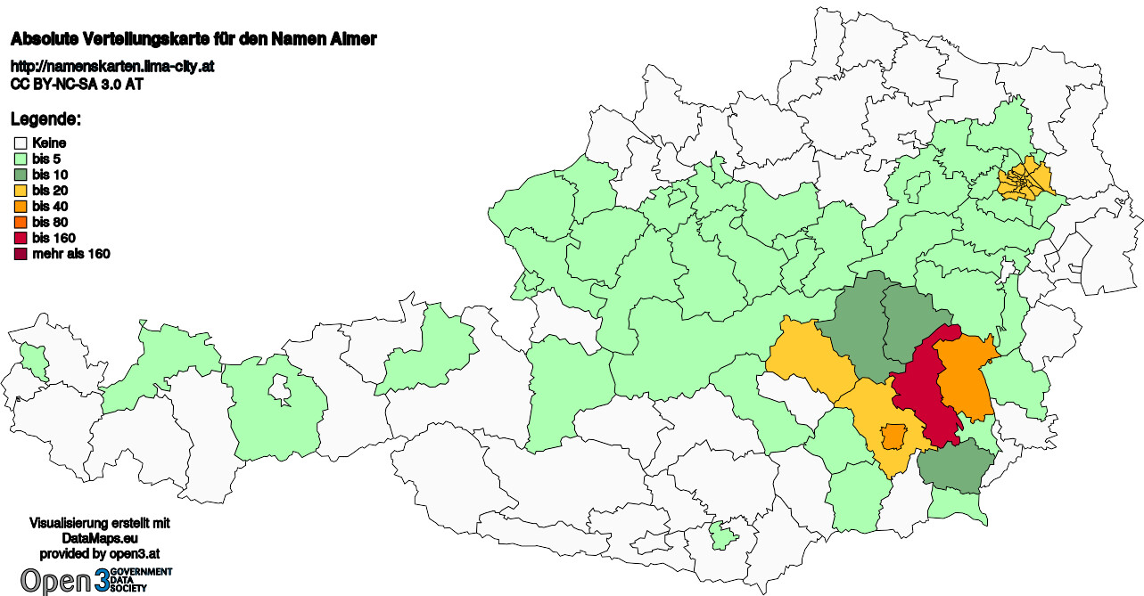 Absolute Verteilungskarten Nachnamen Almer